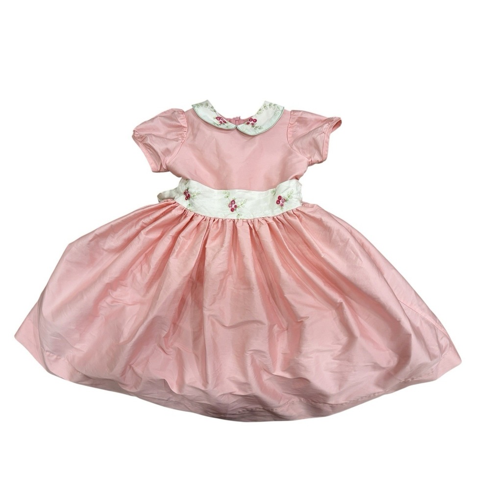 Vtg‎ Susanne Lively Girls Pink Silk Party Dress Embroidered Sz 6 Wedding Easter